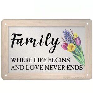 Vintage Retro Tin Sign Wall Decor Metal Bar Plaque Family Love Never